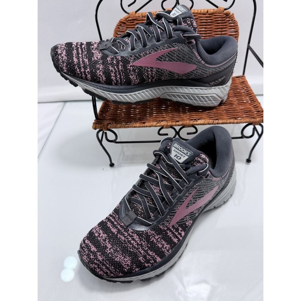 Brooks Ghost 10 Women’s Gray/Rose Gold Low Top Lace-Up Mesh Running Sneaker - Picture 6 of 7